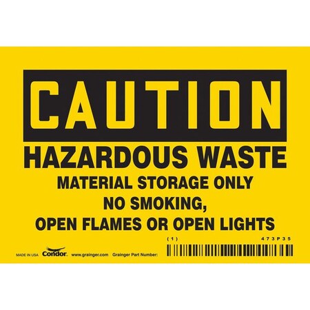 Condor Safety Sign, 3 1/2 in H, 5 in W, Vinyl, Horizontal Rectangle, English, 473P35 473P35