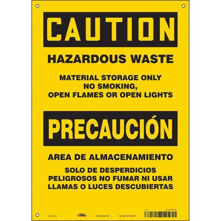 Condor Safety Sign, 14 in H, 10" W, Vinyl, Vertical Rectangle, English, Spanish, 473P45 473P45