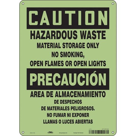 Condor Safety Sign, 14 in Height, 10 in Width, Glow Vinyl, Vertical Rectangle, English, Spanish 473P48