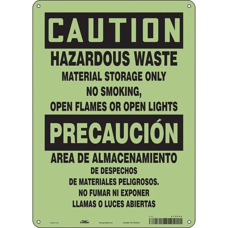 Condor Safety Sign, 14 in H, 10" W, Polyethylene, Vertical Rectangle, English, Spanish, 473P49 473P49
