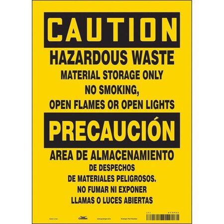 Condor Safety Sign, 14 in H, 10" W, Vinyl, Vertical Rectangle, English, Spanish, 473P53 473P53
