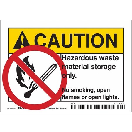 Condor Safety Sign, 3 1/2 in H, 5 in W, Vinyl, Horizontal Rectangle, English, 473P66 473P66