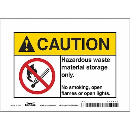 Condor No Smoking Sign, 5 in H, 7 in W, Vinyl, Horizontal Rectangle, English, 473P67 473P67