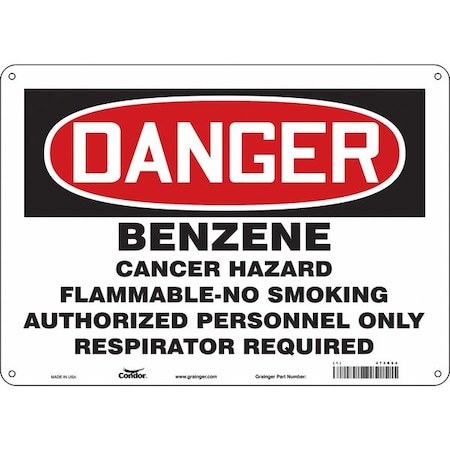 Condor Safety Sign, 10" H, 14 in W, Polyethylene, Horizontal Rectangle, English, 473R94 473R94