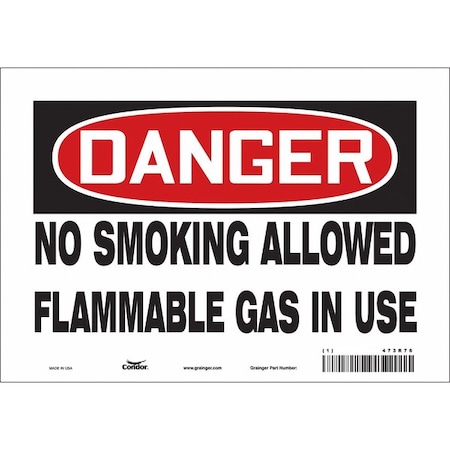 Condor No Smoking Sign, 7" H, 10" W, Vinyl, Vertical Rectangle, English, 473R76 473R76