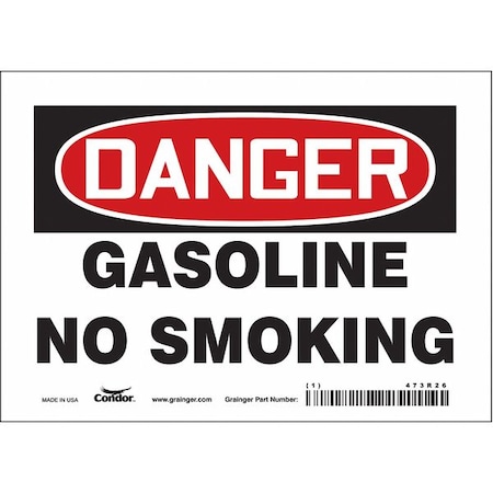 Condor No Smoking Sign, 5 in H, 7 in W, Vinyl, Horizontal Rectangle, English, 473R26 473R26