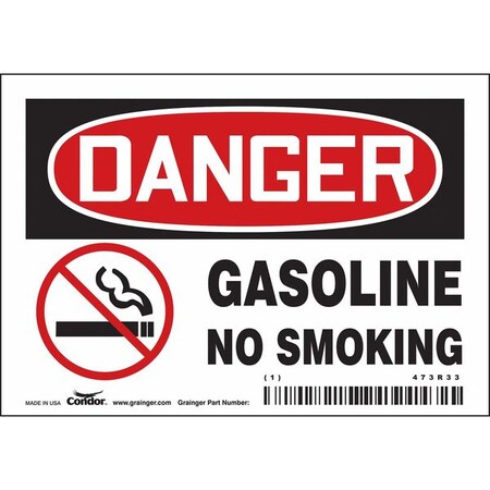 Condor No Smoking Sign, 3 1/2 in H, 5 in W, Vinyl, Horizontal Rectangle, English, 473R33 473R33
