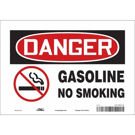 Condor No Smoking Sign, 7" H, 10" W, Vinyl, Vertical Rectangle, English, 473R35 473R35