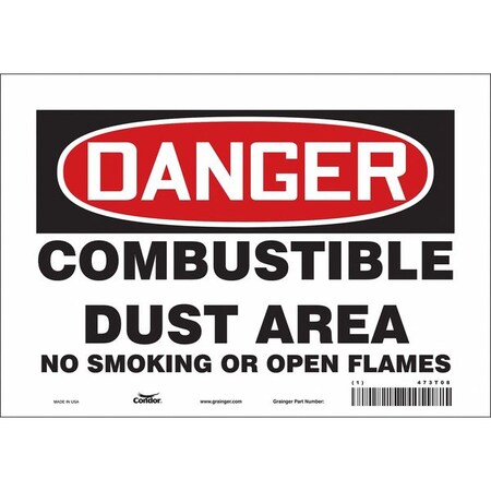 Condor Safety Sign, 7" H, 10" W, Vinyl, Vertical Rectangle, English, 473T08 473T08