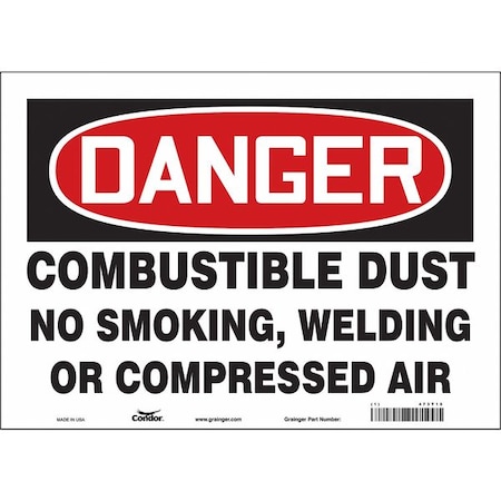 Condor No Smoking Sign, 10" H, 14 in W, Vinyl, Horizontal Rectangle, English, 473T15 473T15