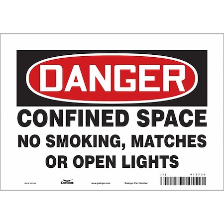 Condor Safety Sign, 7" H, 10" W, Vinyl, Vertical Rectangle, English, 473T20 473T20