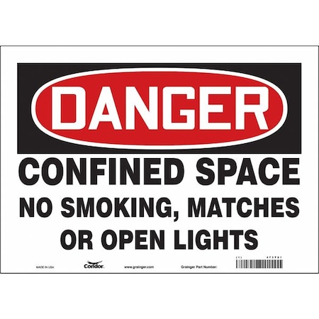 Condor Safety Sign, 10" H, 14 in W, Vinyl, Horizontal Rectangle, English, 473T21 473T21