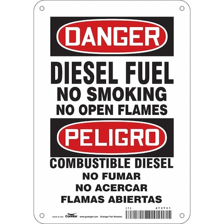 Condor No Smoking Sign, 10 in Height, 7 in Width, Polyethylene, Horizontal Rectangle, English, Spanish 473T31