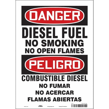 CONDOR No Smoking Sign, 14 in Height, 10 in Width, Vinyl, Vertical Rectangle, English, Spanish 473T34
