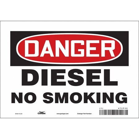 Condor No Smoking Sign, 7" H, 10" W, Vinyl, Vertical Rectangle, English, 473T39 473T39