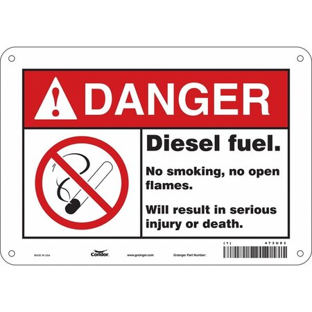 Condor Safety Sign, 7" H, 10" W, Polyethylene, Vertical Rectangle, English, 473U83 473U83