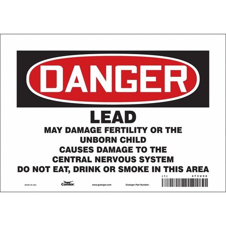 Condor Safety Sign, 7 in Height, 10 in Width, Vinyl, Vertical Rectangle, English, 473U98 473U98