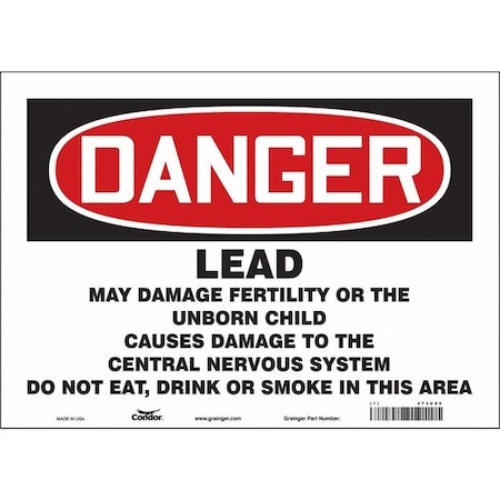 Condor Safety Sign, 10 in Height, 14 in Width, Vinyl, Horizontal Rectangle, English, 473U99 473U99
