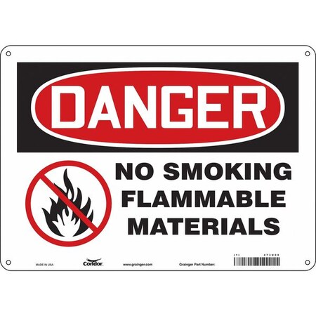 Condor No Smoking Sign, 10" H, 14 in W, Polyethylene, Horizontal Rectangle, English, 473U09 473U09
