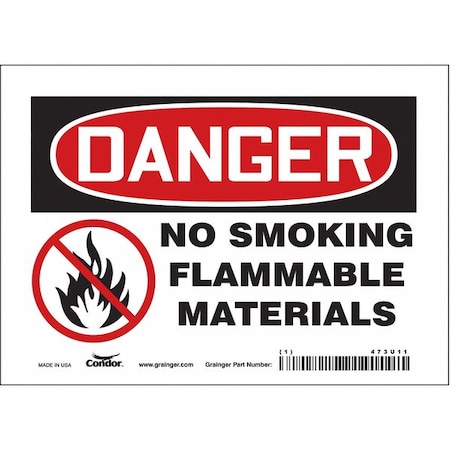 Condor No Smoking Sign, 5 in H, 7 in W, Vinyl, Horizontal Rectangle, English, 473U11 473U11