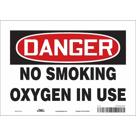 Condor No Smoking Sign, 7" H, 10" W, Vinyl, Vertical Rectangle, English, 473U28 473U28