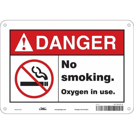 Condor No Smoking Sign, 7" H, 10" W, Polyethylene, Vertical Rectangle, English, 473U33 473U33