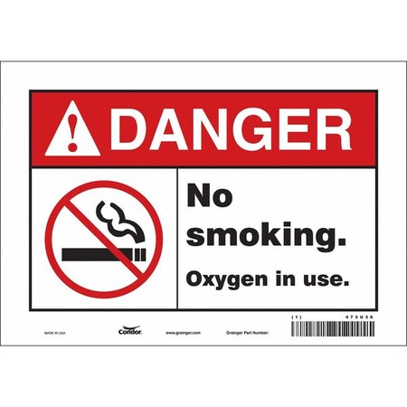 Condor No Smoking Sign, 7" H, 10" W, Vinyl, Vertical Rectangle, English, 473U36 473U36
