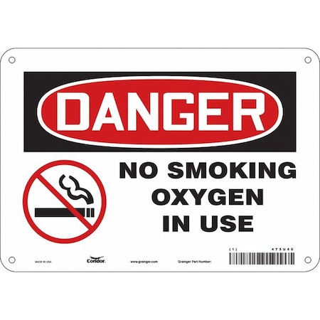 Condor No Smoking Sign, 7" H, 10" W, Polyethylene, Vertical Rectangle, English, 473U40 473U40