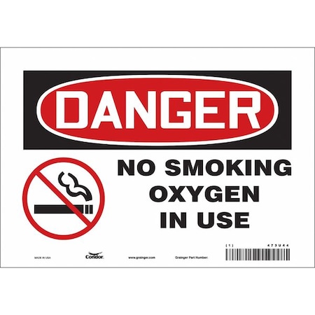 Condor No Smoking Sign, 7" H, 10" W, Vinyl, Vertical Rectangle, English, 473U44 473U44