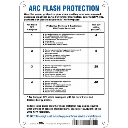 Condor Safety Sign, 10 in Height, 7 in Width, Polyethylene, Horizontal Rectangle, English, 473V81 473V81