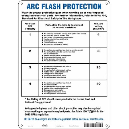 Condor Safety Sign, 14 in Height, 10 in Width, Polyethylene, Vertical Rectangle, English, 473V82 473V82