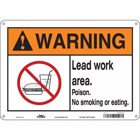 Condor Safety Sign, 10" H, 14 in W, Polyethylene, Horizontal Rectangle, English, 473V76 473V76