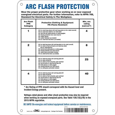 Condor Safety Sign, 10 in Height, 7 in Width, Aluminum, Horizontal Rectangle, English, 473V79 473V79