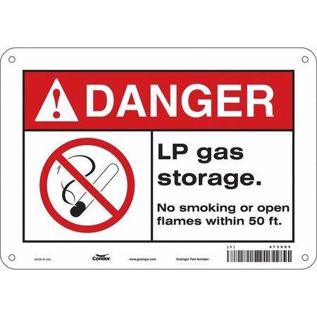 Condor No Smoking Sign, 7" H, 10" W, Polyethylene, Vertical Rectangle, English, 473V05 473V05