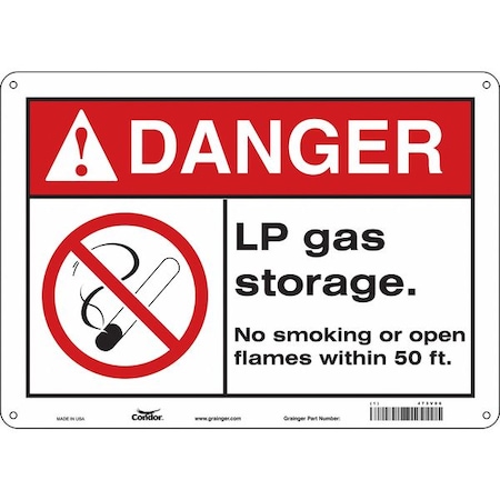 Condor No Smoking Sign, 10" H, 14 in W, Polyethylene, Horizontal Rectangle, English, 473V06 473V06
