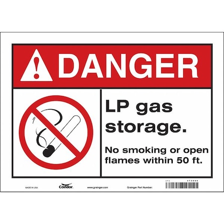 Condor Safety Sign, 10" H, 14 in W, Vinyl, Horizontal Rectangle, English, 473V09 473V09