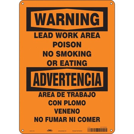 Condor Safety Sign, 14 in H, 10" W, Polyethylene, Vertical Rectangle, English, Spanish, 473V63 473V63
