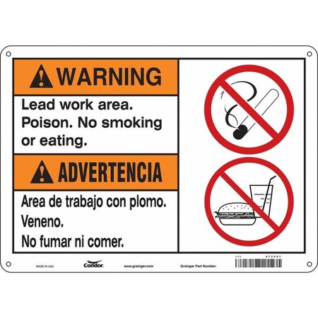 Condor No Smoking Sign, 10 in Height, 14 in Width, Aluminum, Horizontal Rectangle, English, Spanish 473V67