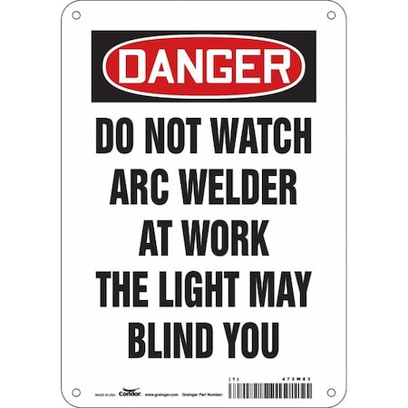 Condor Safety Sign, 10 in Height, 7 in Width, Aluminum, Horizontal Rectangle, English, 473W83 473W83
