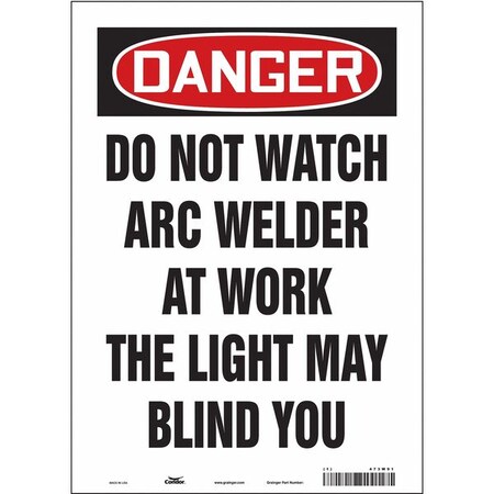 Condor Safety Sign, 14 in Height, 10 in Width, Vinyl, Vertical Rectangle, English, 473W91 473W91