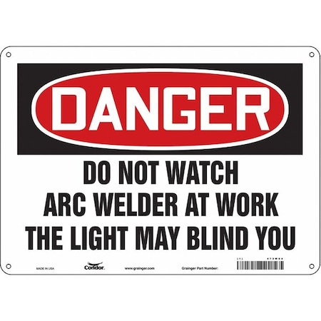 Condor Safety Sign, 10 in Height, 14 in Width, Aluminum, Horizontal Rectangle, English, 473W94 473W94