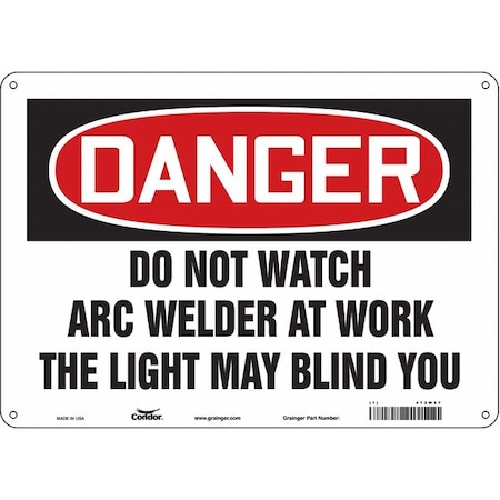 Condor Safety Sign, 10 in Height, 14 in Width, Polyethylene, Horizontal Rectangle, English, 473W97 473W97