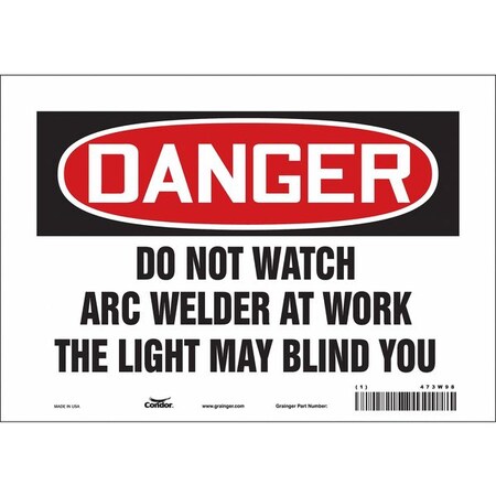 Condor Safety Sign, 7 in Height, 10 in Width, Vinyl, Vertical Rectangle, English, 473W98 473W98