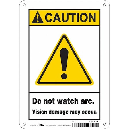 Condor Safety Sign, 10 in Height, 7 in Width, Polyethylene, Horizontal Rectangle, English, 473W18 473W18