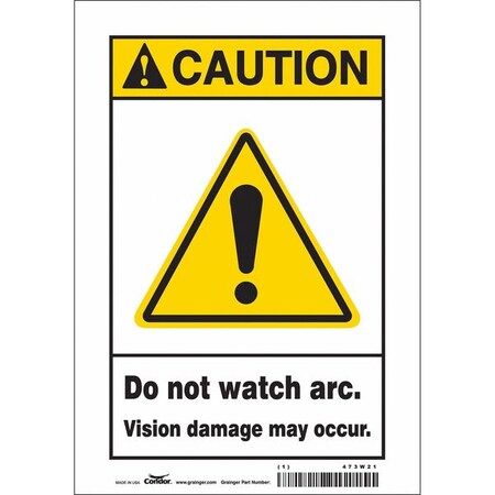 Condor Safety Sign, 10 in Height, 7 in Width, Vinyl, Horizontal Rectangle, English, 473W21 473W21
