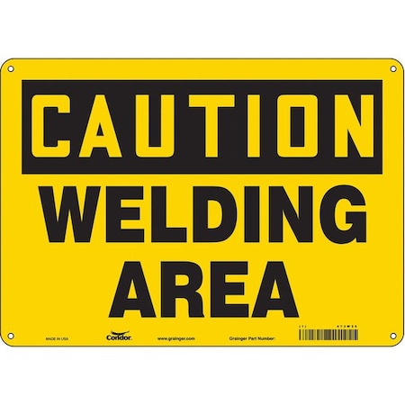 Condor Safety Sign, 10 in Height, 14 in Width, Aluminum, Horizontal Rectangle, English, 473W25 473W25
