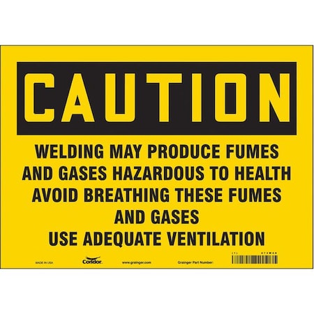 Condor Safety Sign, 10 in Height, 14 in Width, Vinyl, Horizontal Rectangle, English, 473W48 473W48