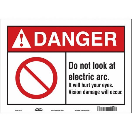 Condor Safety Sign, 10 in Height, 14 in Width, Vinyl, Horizontal Rectangle, English, 473W60 473W60