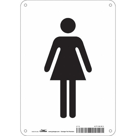 Condor Restroom Sign, WOMEN, 7 in W x 10 in H, Horizontal Rectangle, Polyethylene, 473X83 473X83