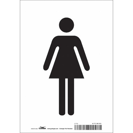 Condor Restroom Sign, WOMEN, 7 in W x 10 in H, Horizontal Rectangle, Vinyl, 473X85 473X85
